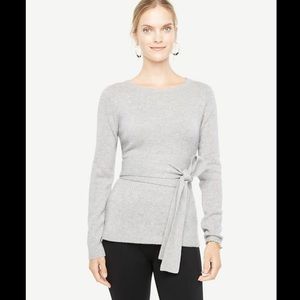 Ann Taylor Gray Cashmere Belted‎ Sweater